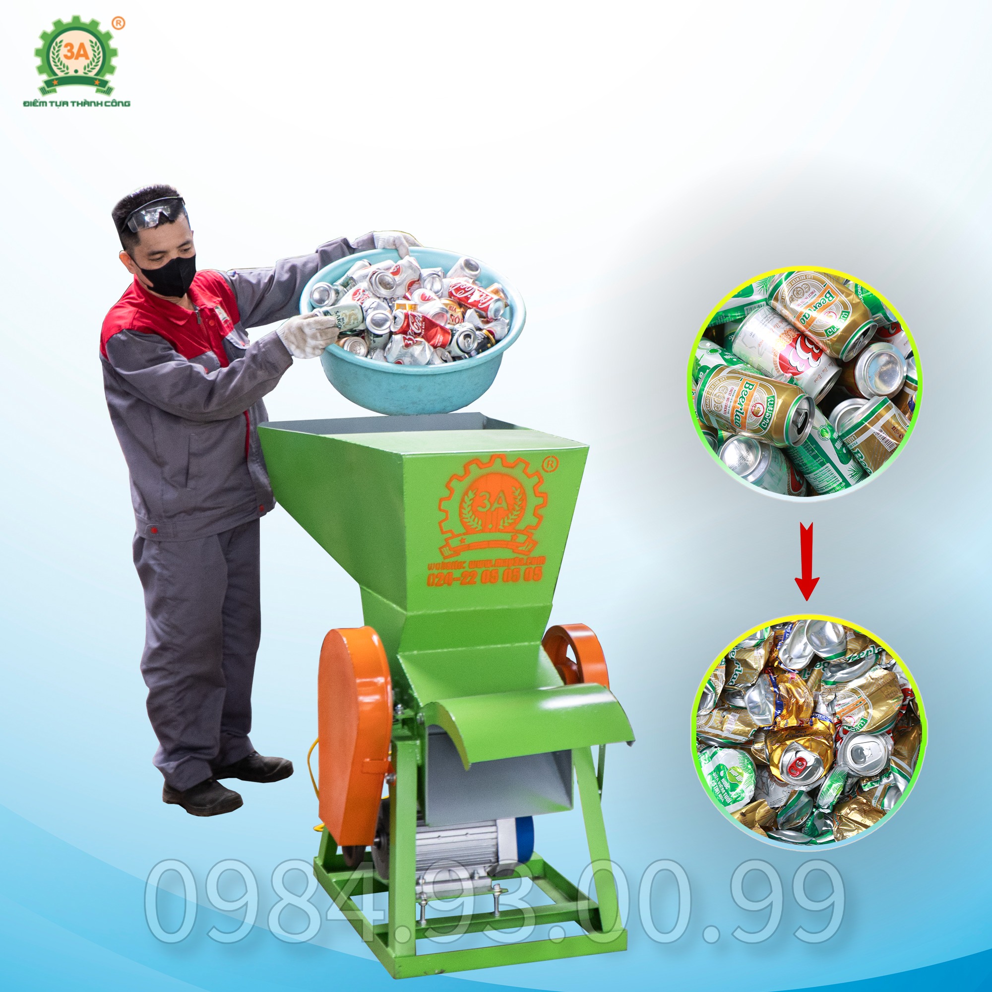 Máy ép lon phế liệu 3A2,2Kw