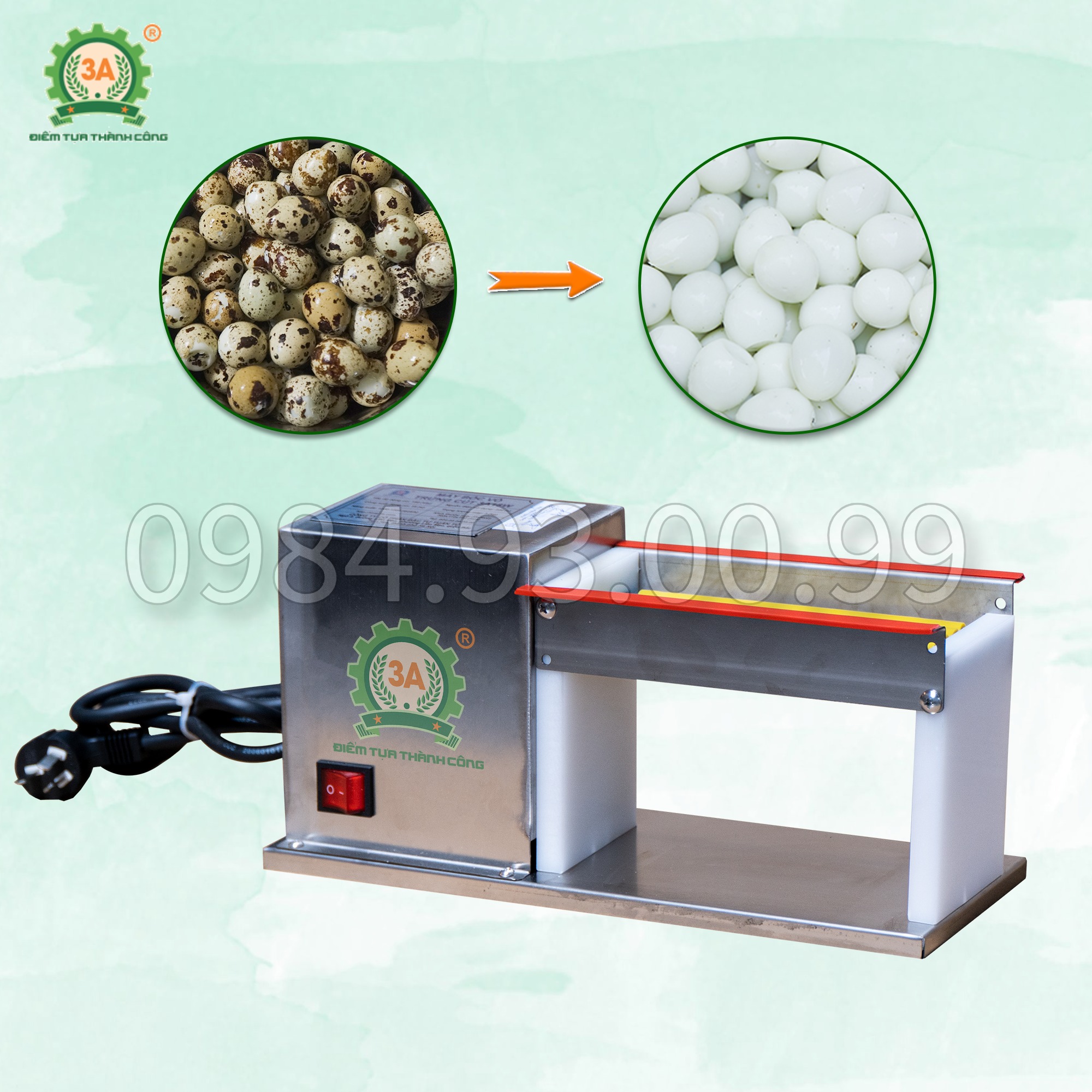 Máy lột vỏ trứng cút inox 3A18W
