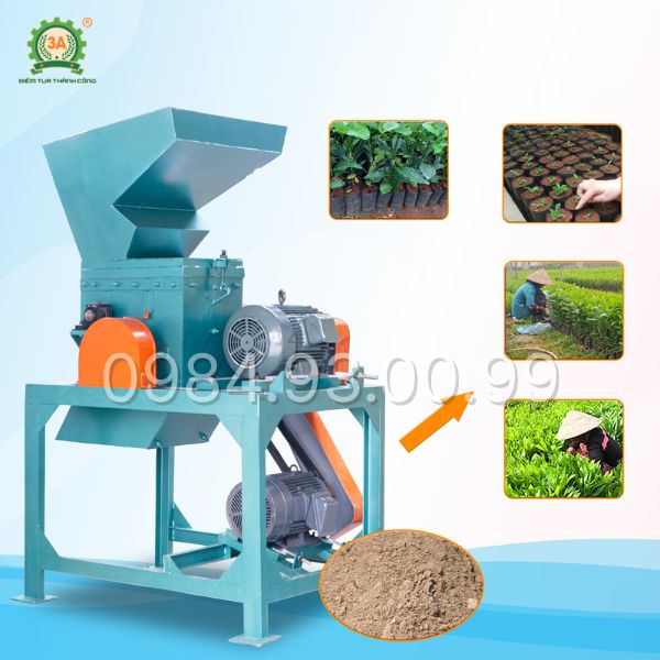 Máy nghiền đất, đánh tơi phân hữu cơ 2 tầng 3A37kW