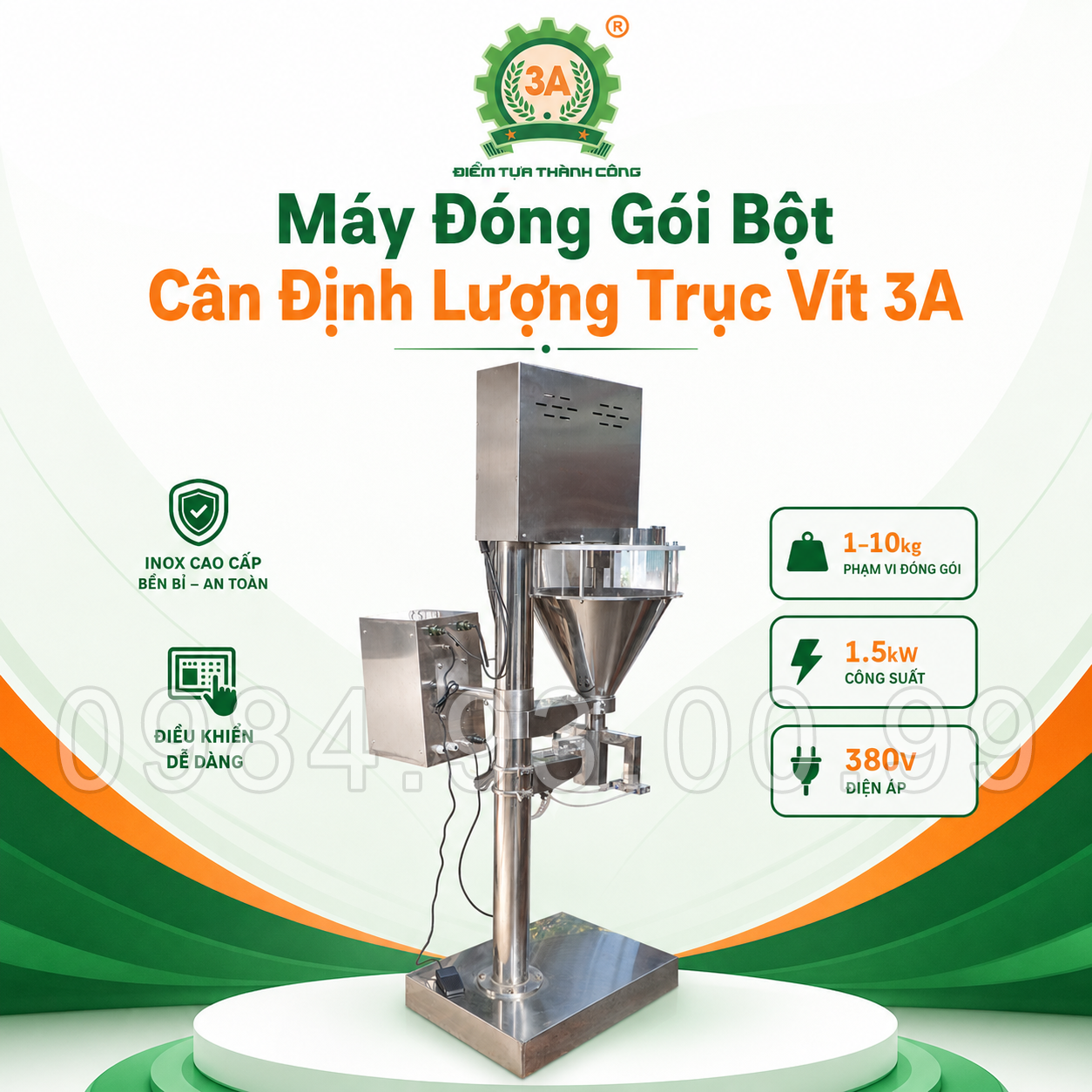 Máy Đóng Gói Bột Định Lượng Trục Vít 3A