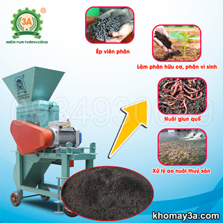 Máy đánh tơi phân hữu cơ hai tầng 3A4Kw