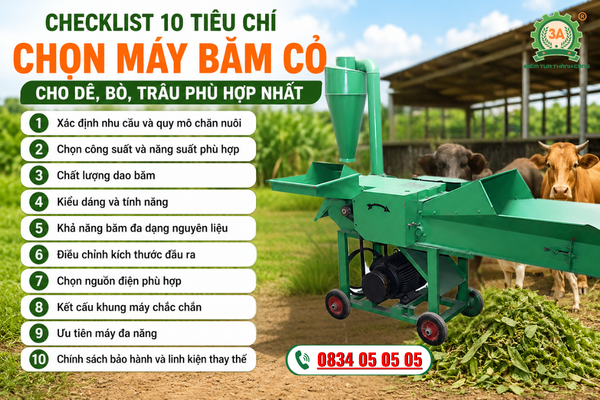 Checklist 10 tiêu chí chọn máy băm cỏ cho dê phù hợp