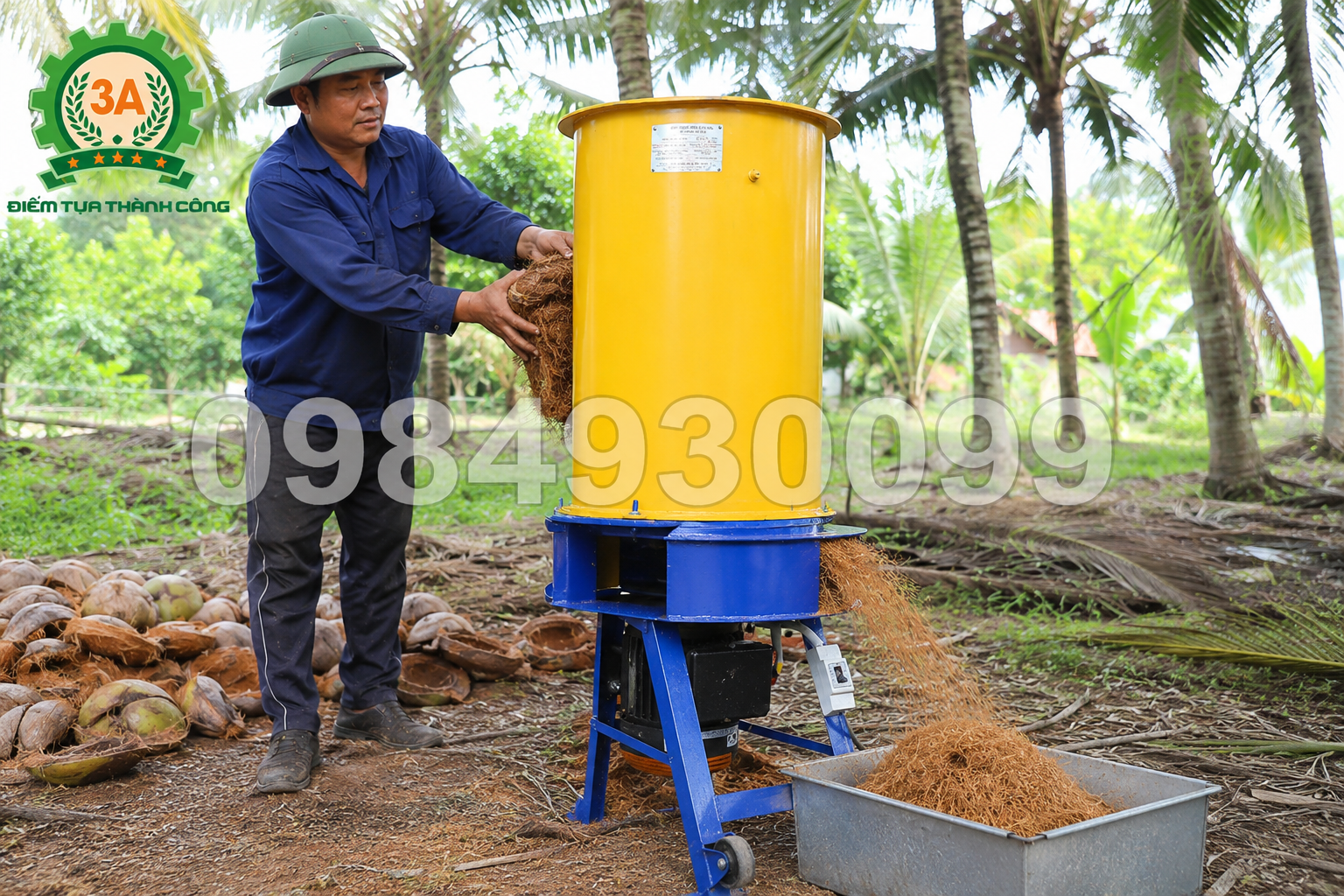 Máy Băm Xơ Dừa Kiểu Ống Tròn: Giải Pháp Điện 1 Pha Cho Hộ Gia Đình