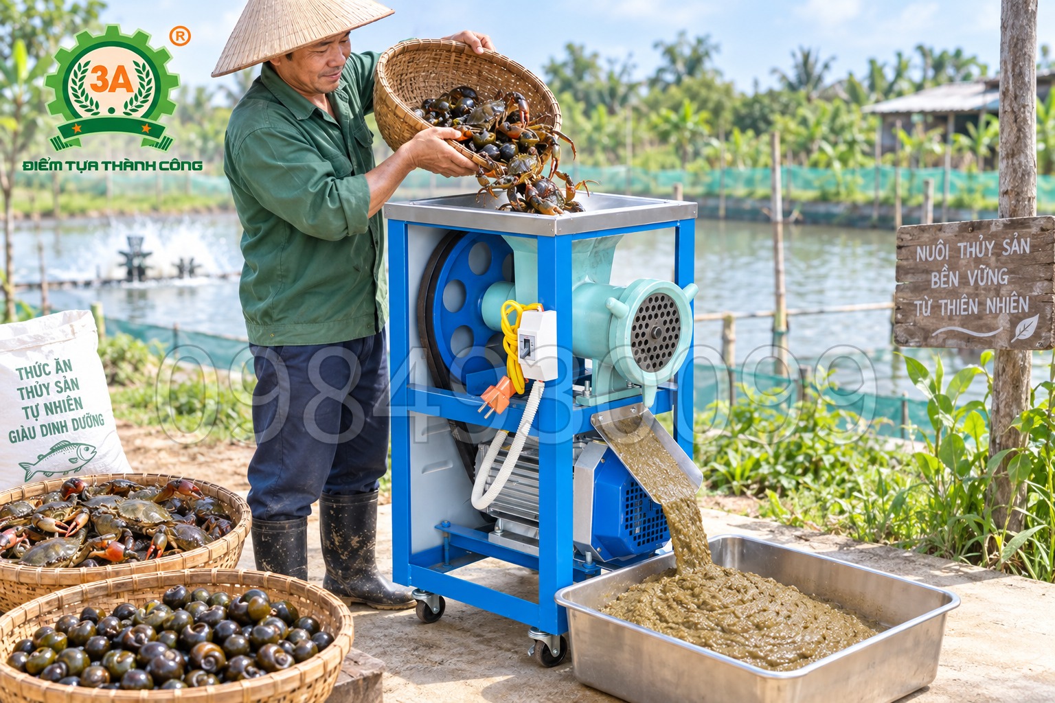 Máy Nghiền Cua Ốc: Chọn Theo Lượng Thức Ăn Cần Mỗi Ngày Của Ao Nuôi