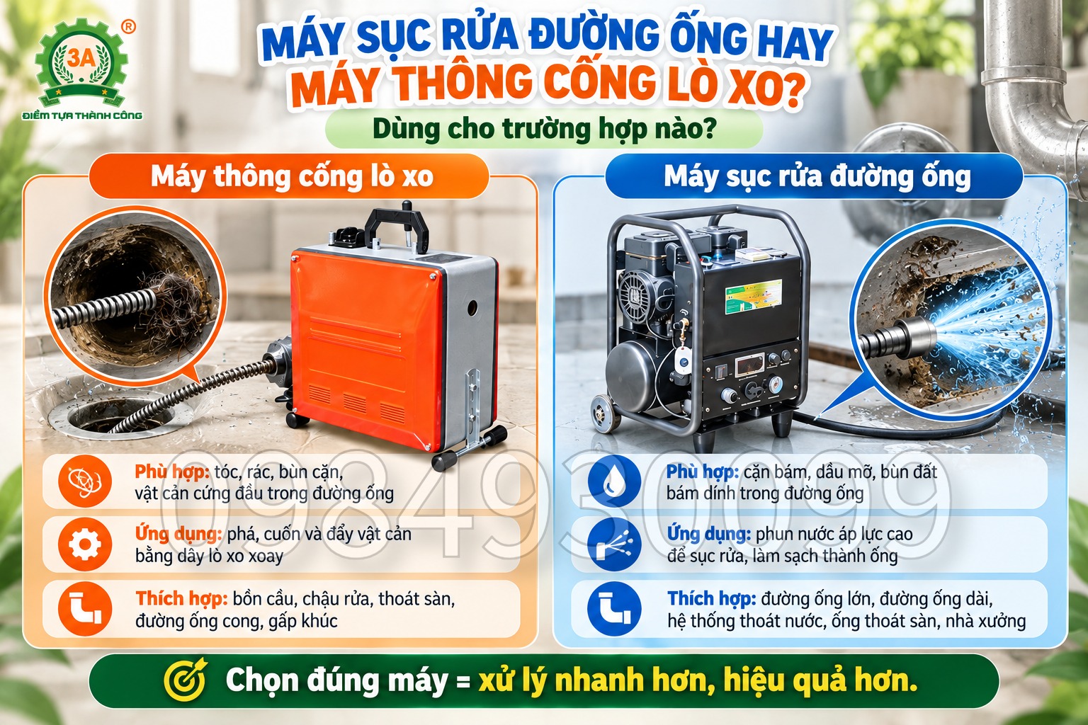 Máy Sục Rửa Đường Ống Hay Máy Thông Cống Lò Xo: Dùng Cho Trường Hợp Nào?