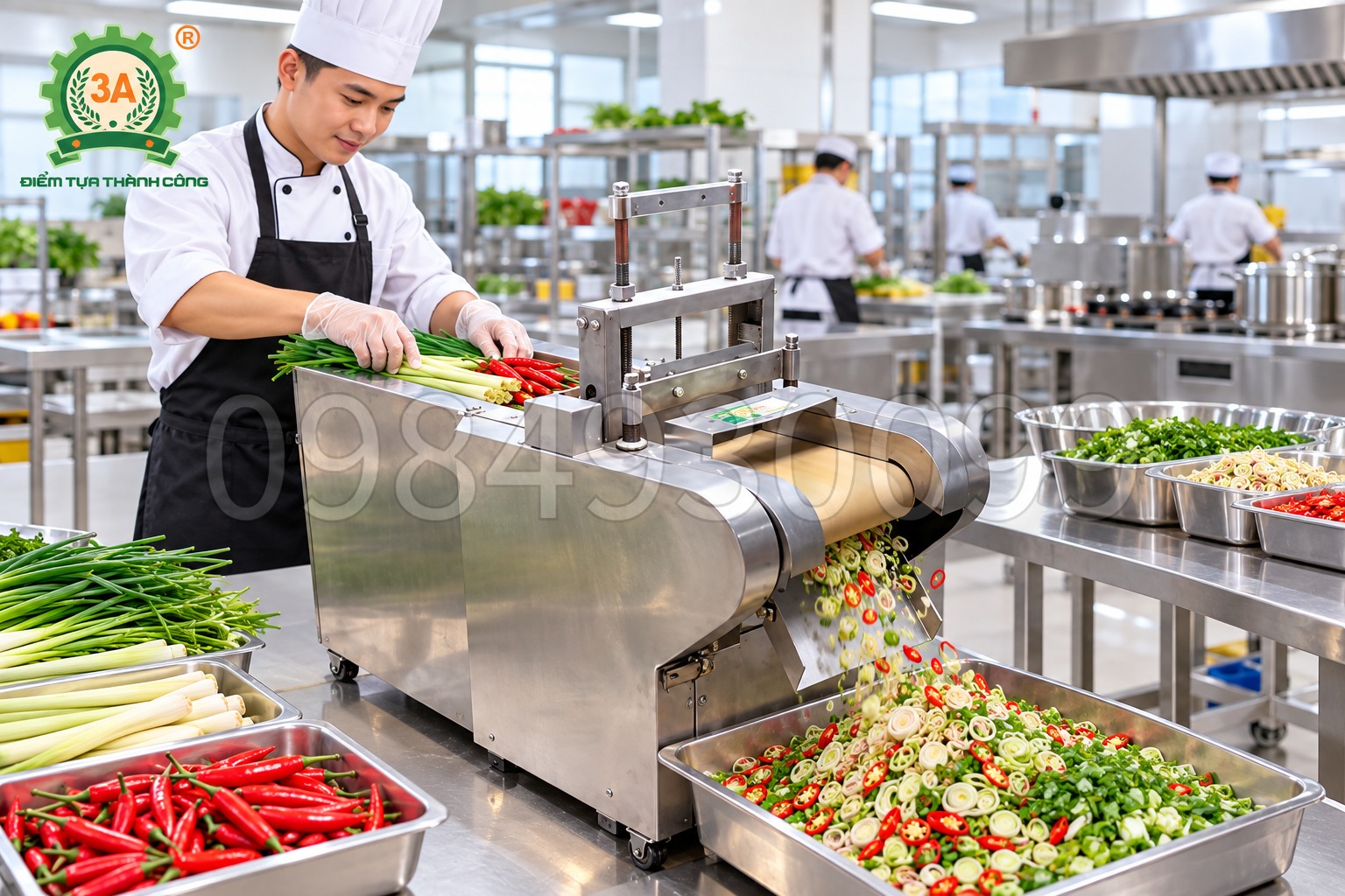 Máy Thái Hành, Sả, Ớt Có Băng Tải: Cấu Hình Cho Bếp Ăn Nghìn Suất