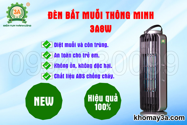 Đèn bắt muỗi thông minh 3A8W có kích thước nhỏ gọn