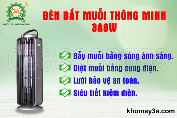 Đèn UV bẫy và tiêu diệt muỗi 3A 8W