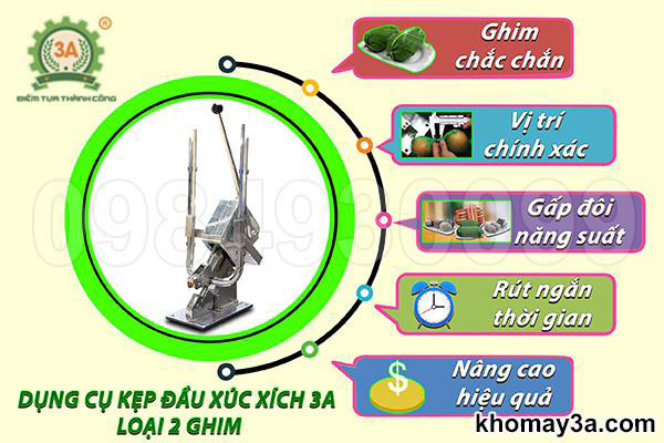 máy gim đầu xúc xích