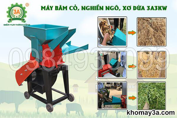 Máy băm cỏ, nghiền ngô, xơ dừa 3A3kW 