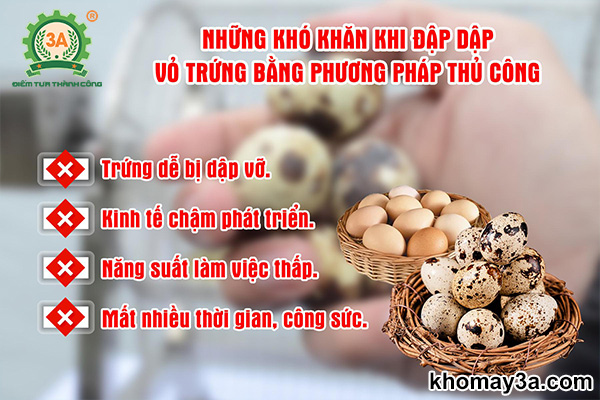 Những khó khăn khi đập dập vỏ trứng cút bằng phương pháp thủ công