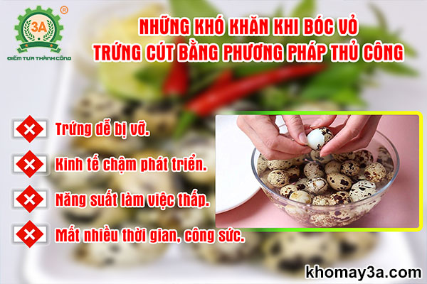 Những khó khăn khi bóc vỏ trứng cút bằng phương pháp thủ công