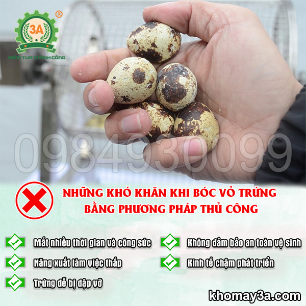 Nhược điểm của phương pháp lột vỏ trứng cút thủ công