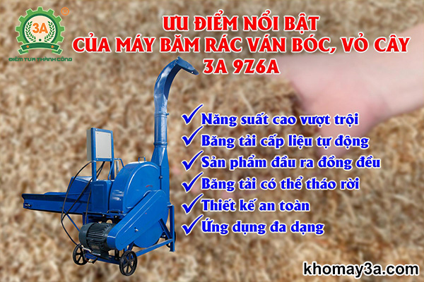 Những ưu điểm nổi bật của máy băm rác ván bóc, vỏ cây 3A 9Z6A