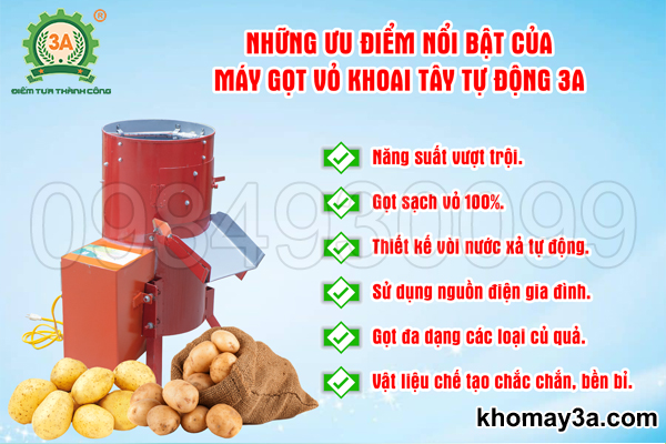 Ưu điểm nổi bật của Máy gọt vỏ khoai tây tự động 3A