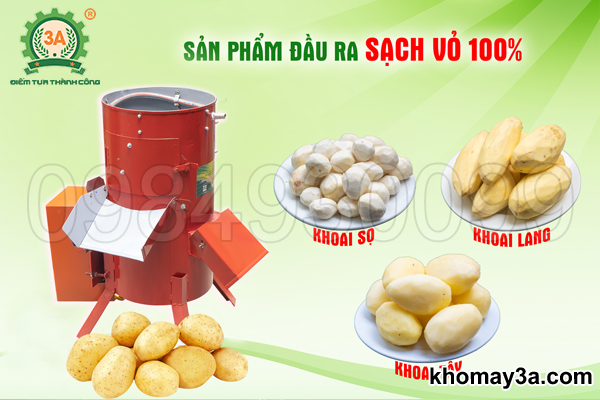  máy gọt vỏ khoai tây tự động 3A có khả năng gọt sạch vỏ 100%