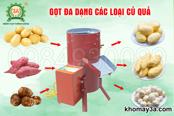 Máy gọt vỏ khoai tây tự động 3A có thể gọt vỏ cho nhiều loại củ quả khác nhau