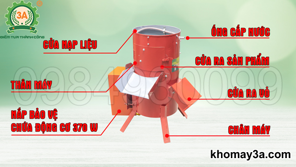 Cấu tạo Máy gọt vỏ khoai tây tự động 3A