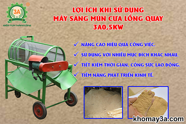 Lợi ích khi sử dụng máy sàng mùn cưa 3A0,5Kw