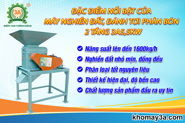 Những ưu điểm vượt trội của máy nghiền đất, phân bón 2 trục 3A5,5Kw