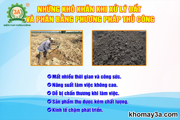 Nghiền mịn đất, phân bón thủ công gặp phải những khó khăn gì?