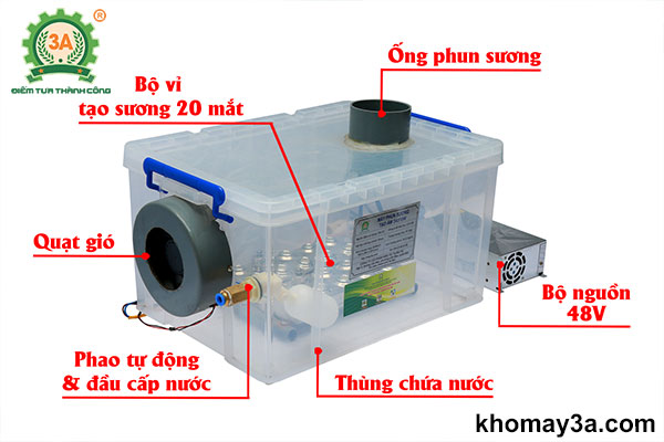 Cấu tạo của Máy tạo ẩm phòng nuôi trồng đông trùng hạ thảo 3A510W