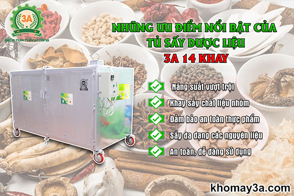 Những ưu điểm vượt trội của Tủ sấy dược liệu 3A 14 khay