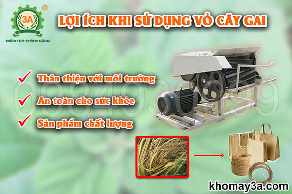 Máy tuốt vỏ cây gai