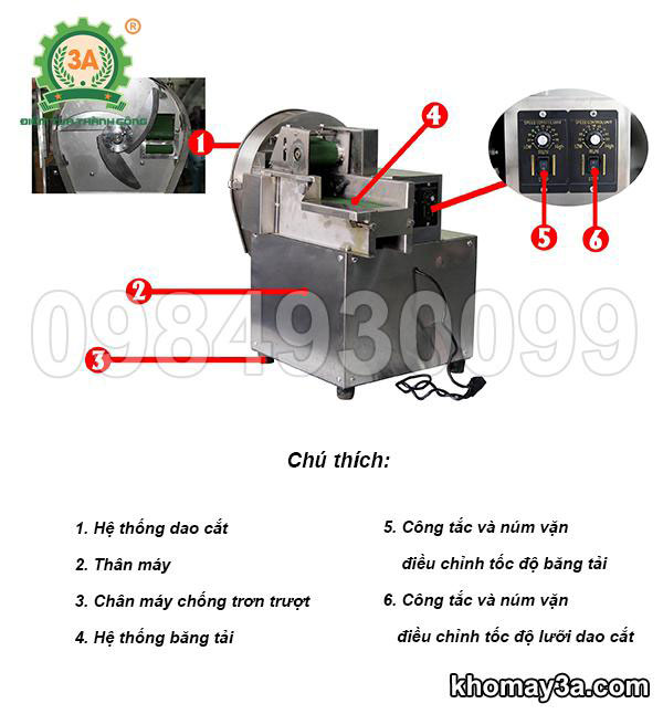 cấu tạo máy thái rau củ đa năng