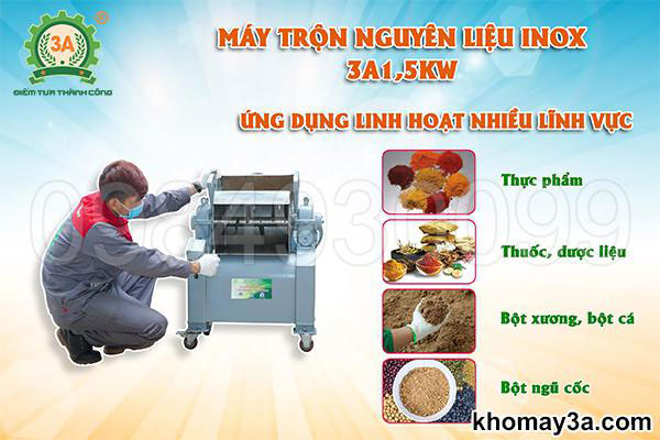 Máy trộn bột nằm ngang Inox 3A1,5KW