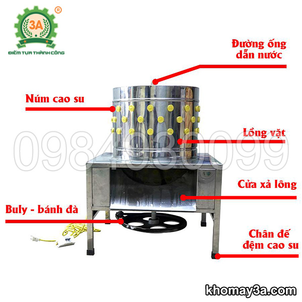 Cấu tạo của Máy làm lông gia cầm siêu sạch 3A1,5Kw