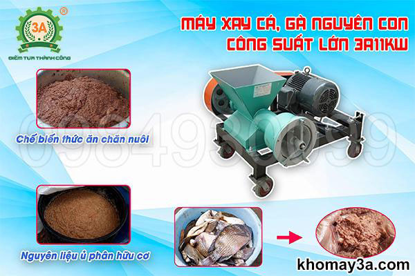 Máy xay cá, gà nguyên con công suất lớn 3A11KW