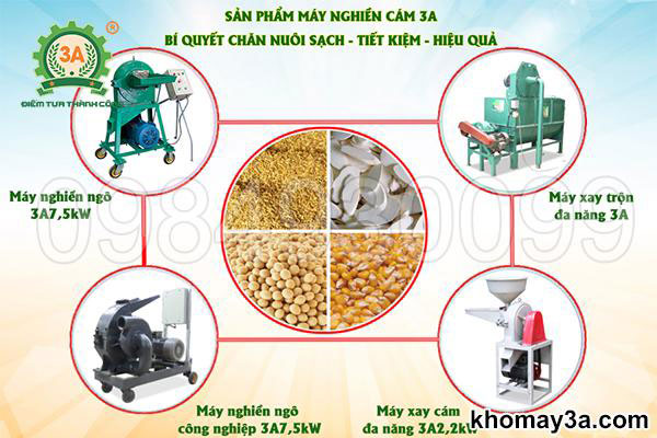 máy xay nghiền cám 3A cho dê